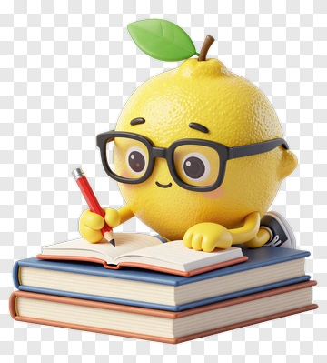 Lemon Student Studying With Books PNG