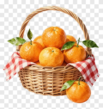 Oranges In A Wicker Basket PNG