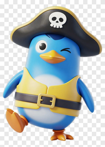 Pirate Penguin Cartoon Character PNG