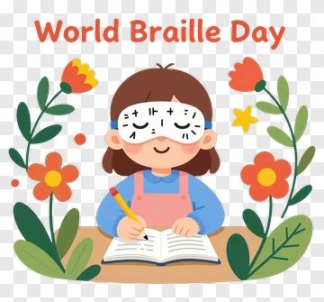 Girl Celebrating World Braille Day PNG