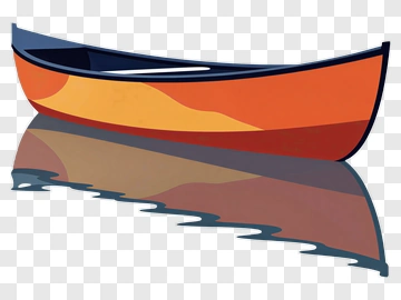 Orange Canoe With Reflection PNG
