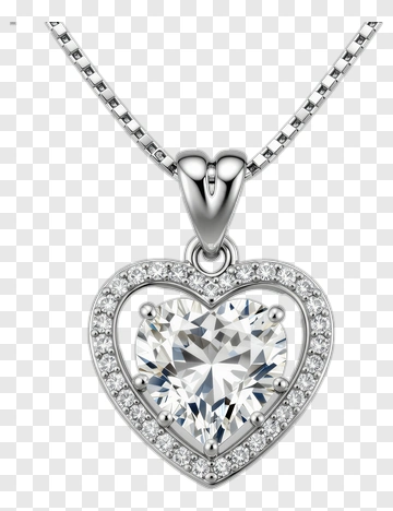 Heart Pendant With Diamond Necklace PNG