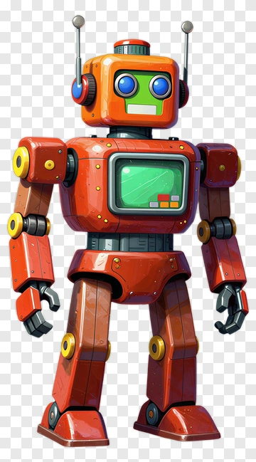 Orange Robot With Blue Eyes PNG