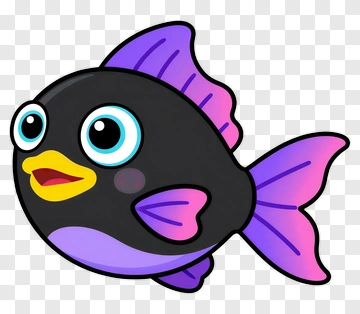 Black Fish With Purple Fins PNG