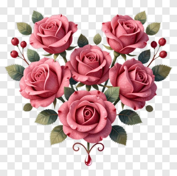 Heart Shape Arrangement Of Pink Roses PNG