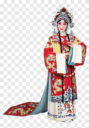 Peking Opera Performer In Dragon Robe PNG
