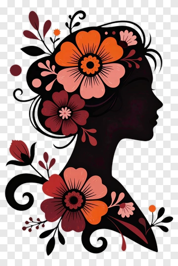 Woman With Flower Crown Silhouette PNG