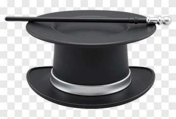 Black Top Hat With Silver Wand PNG