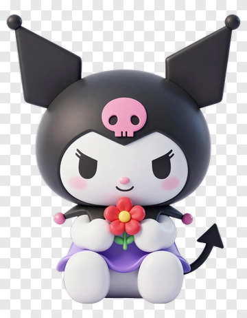 Kuromi Holding A Flower PNG