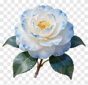 Beautiful Camellia With Dew Drops PNG