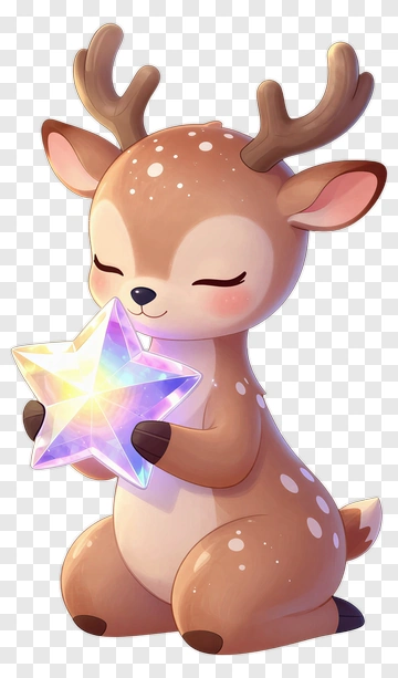 Cute Deer Holding A Star PNG