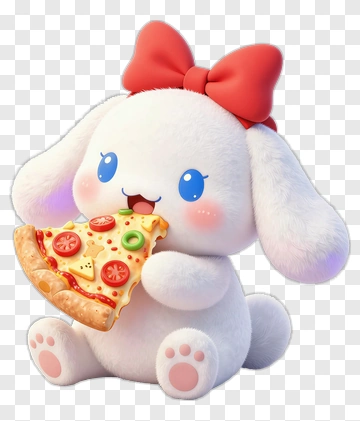 Cute Rabbit Eating Pizza PNG