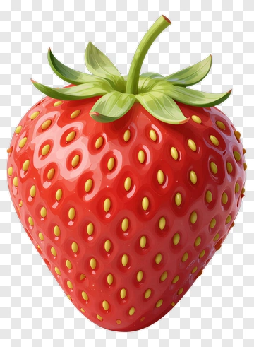 Red Strawberry With Green Leaf PNG
