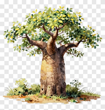 Baobab Tree With Lush Leaves PNG