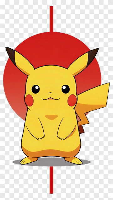 Pikachu Standing With Red Circle Background PNG