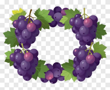 Purple Grape Cluster With Green Leaves PNG