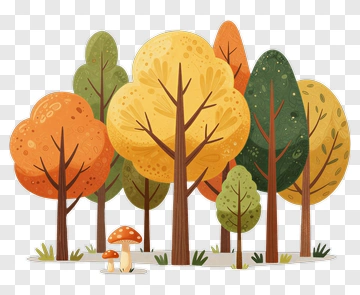 Autumn Forest With Mushrooms PNG