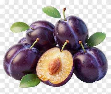 Fresh Plums With Green Leaves PNG