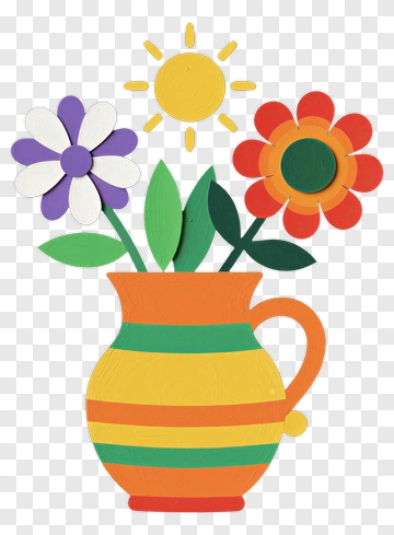 Colorful Flower Arrangement With Sun PNG