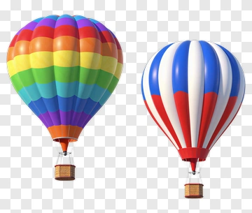 Two Colorful Hot Air Balloons PNG