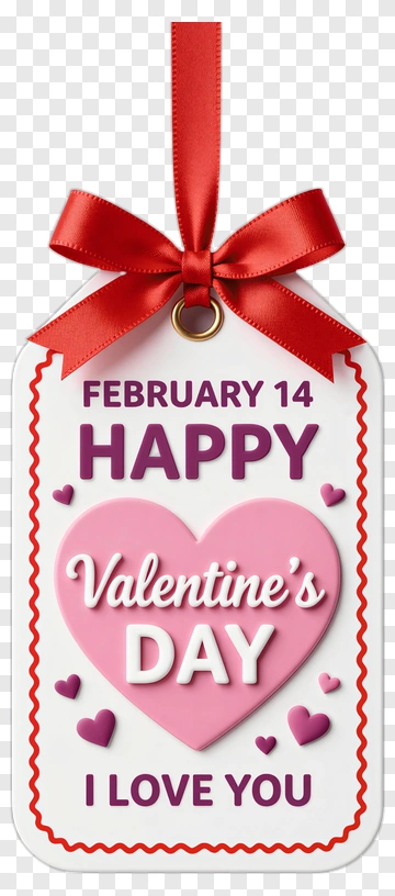 Valentine's Day Tag With Heart Design PNG