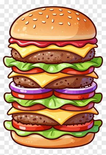 Delicious Multi-Layer Hamburger PNG