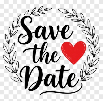 Save The Date With Heart Wreath PNG