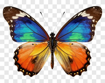 Colorful Butterfly With Blue Green And Orange Wings PNG