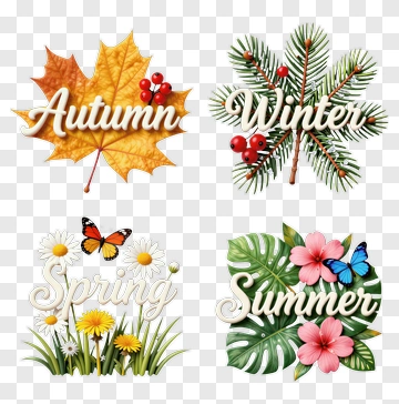 Four Seasons Decorative Icons PNG