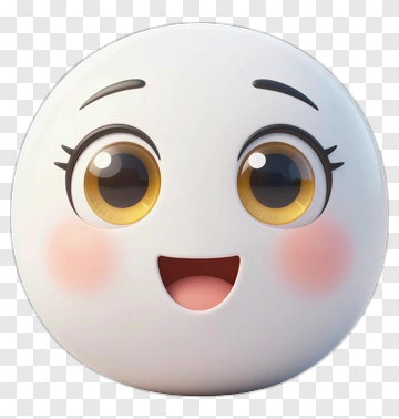 Cartoon Face With Big Eyes And Blush PNG