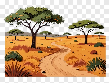 Savanna Path With Trees PNG
