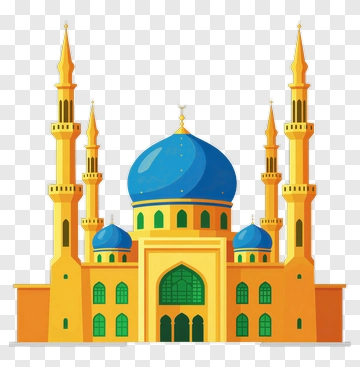 Golden Mosque With Blue Domes PNG
