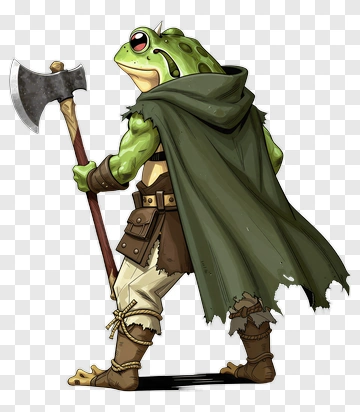 Green Frog Warrior With Axe PNG
