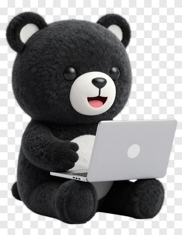 Black Bear Using Laptop PNG