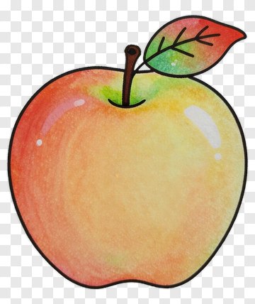 Hand-drawn Watercolor Apple With Leaf PNG
