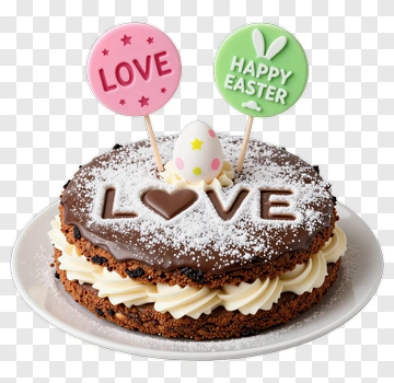 Easter Love Cake With Decorations PNG