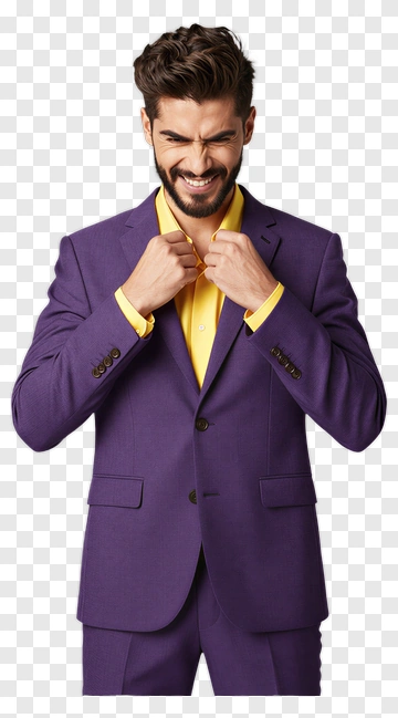 Man In Purple Suit And Yellow Shirt PNG