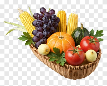 Basket Of Fall Vegetables And Fruits PNG