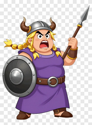 Fierce Viking Warrior With Shield And Spear PNG