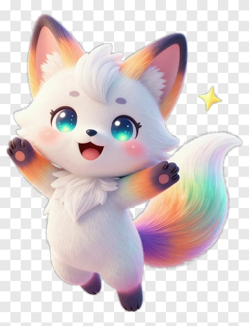 Adorable Flying Fox With Rainbow Tail PNG
