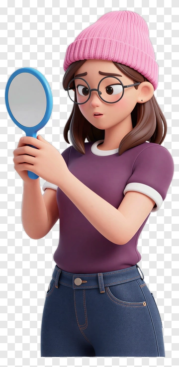 Girl Holding A Mirror PNG
