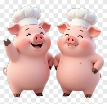 Two Happy Chef Pigs PNG