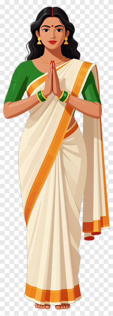 Woman In Saree Performing Prayer Pose PNG