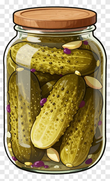 Glass Jar Of Pickles With Wooden Lid PNG