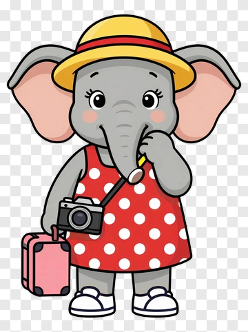 Cartoon Elephant Traveler PNG