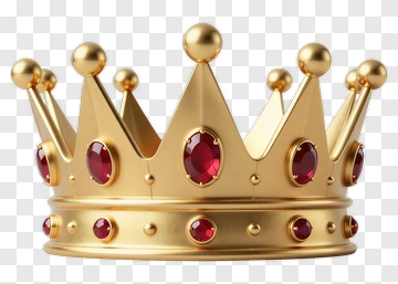 Golden Crown With Red Rubies PNG