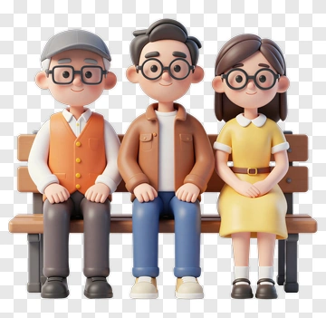 Three Generations Sitting Together PNG