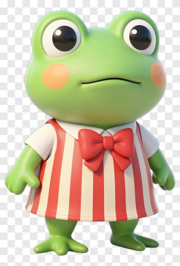 Cute Green Frog Character PNG