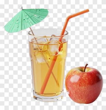Apple Juice With Ice And Straw PNG