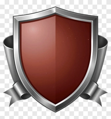 Metal Shield With Red Center And Ribbon PNG